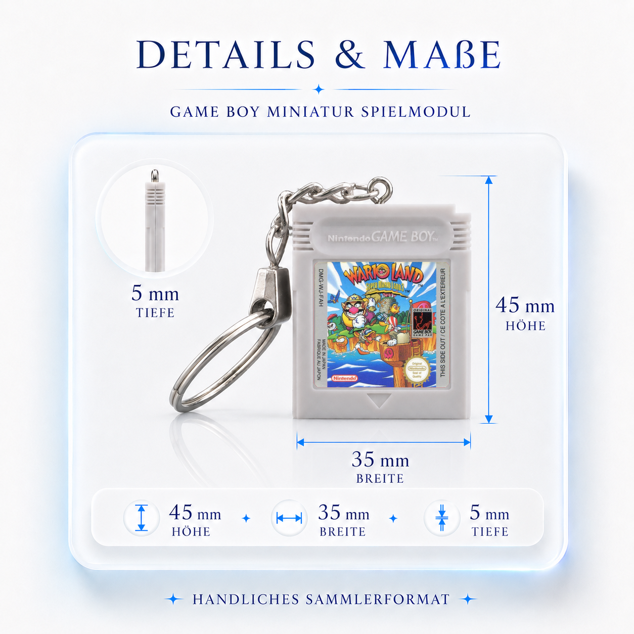 Super Mario Land 3: Wario Land - Game Boy Miniatur Spielmodul Schlüsselanhänger