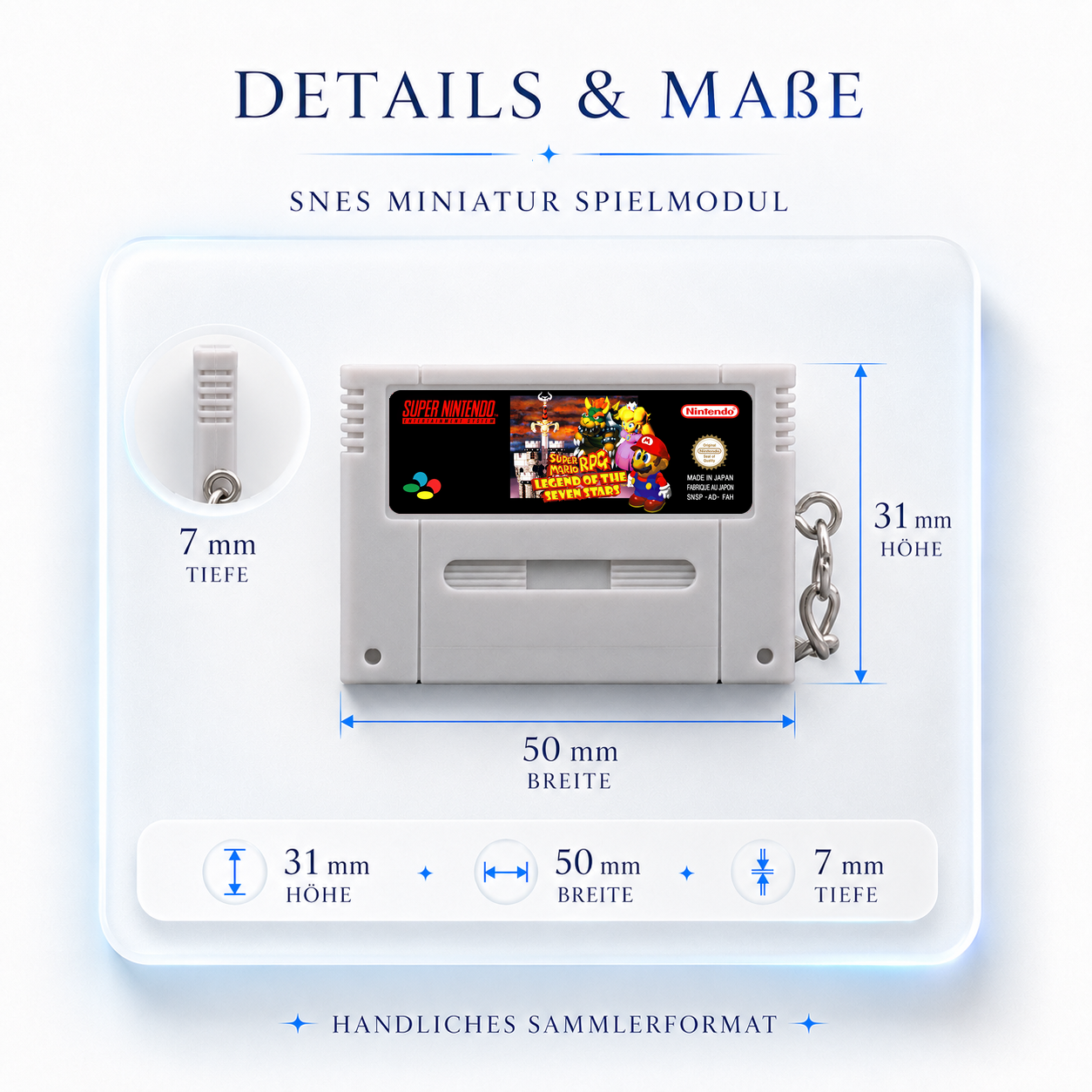 Super Mario RPG: Legend Of The Seven Stars - SNES Miniature Game Cartridge Keychain