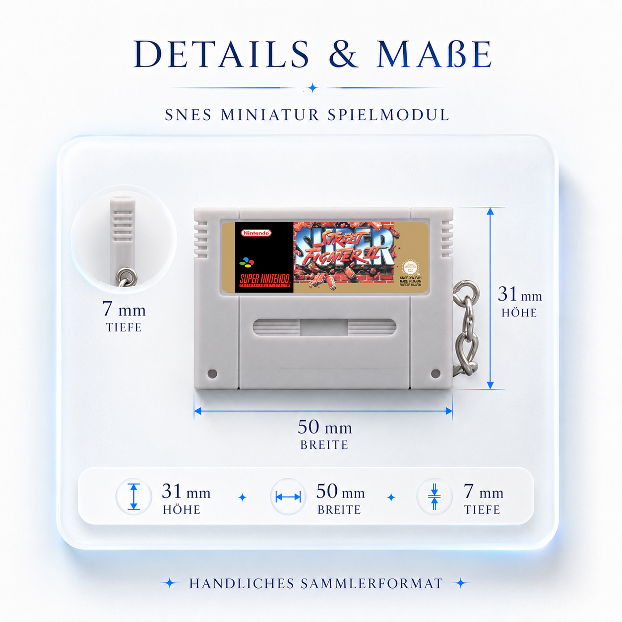 Super Street Fighter 2 - SNES Miniatur Spielmodul Schlüsselanhänger