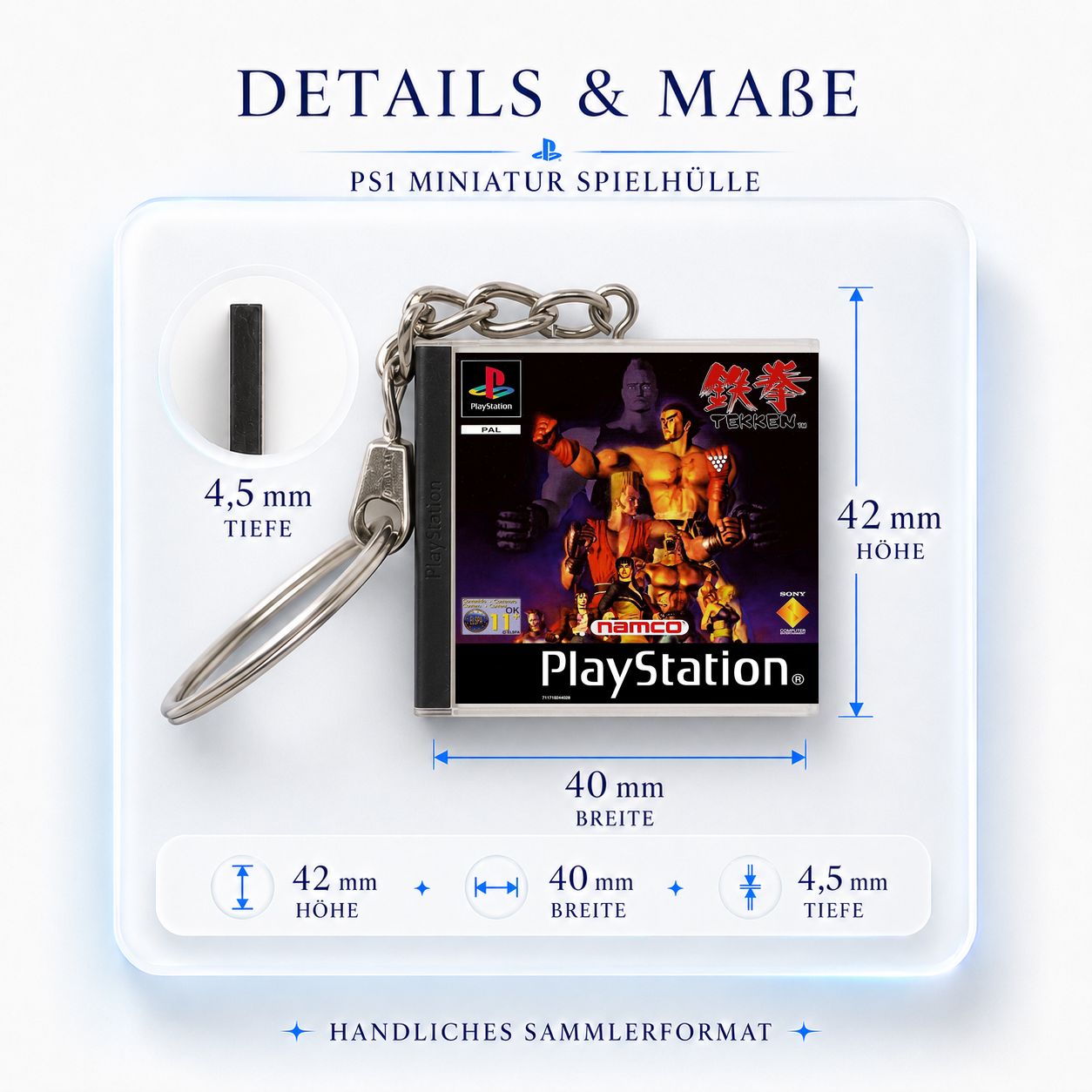 Tekken - PS1 Miniatur Spielhülle Schlüsselanhänger