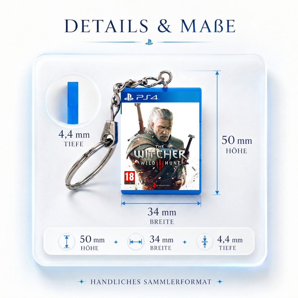 The Witcher 3: Wild Hunt - PS4 Miniatur Spielhülle Schlüsselanhänger