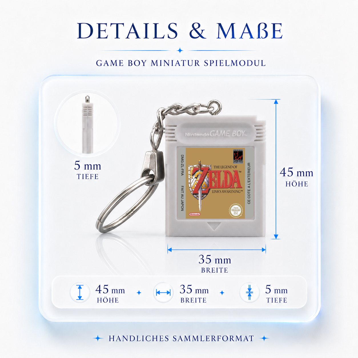 The Legend Of Zelda: Link's Awakening - Game Boy Miniatur Spielmodul Schlüsselanhänger