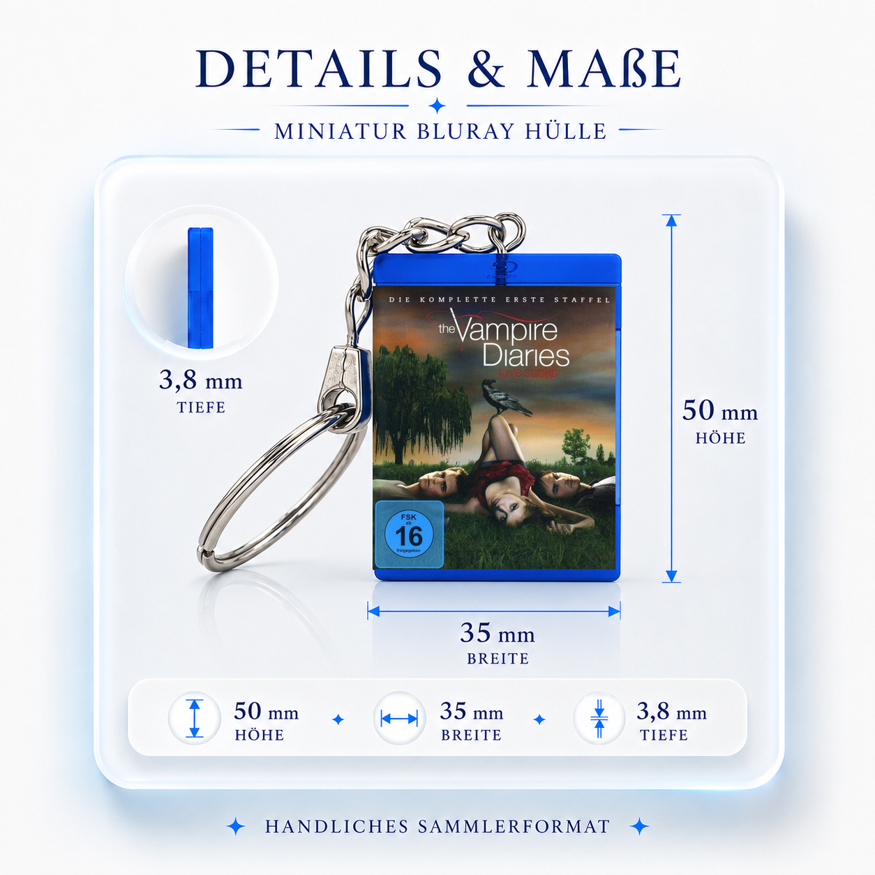 The Vampire Diaries - Serien Miniatur Blu-Ray Hülle Schlüsselanhänger