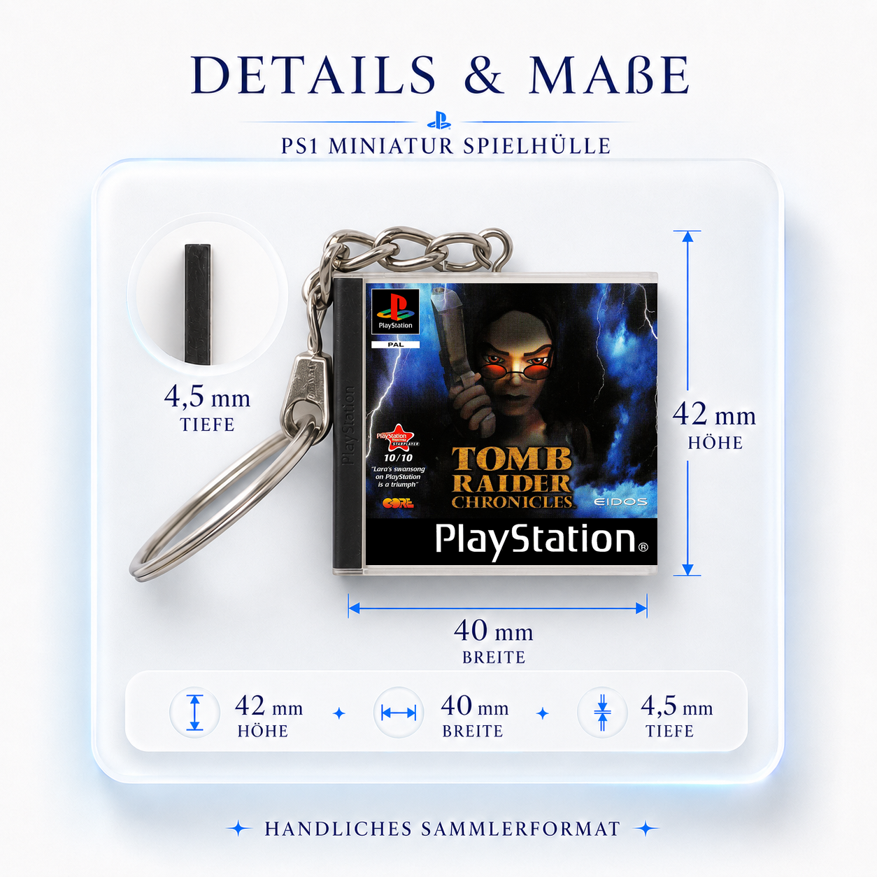 Tomb Raider: Chronicles - PS1 Miniatur Spielhülle Schlüsselanhänger