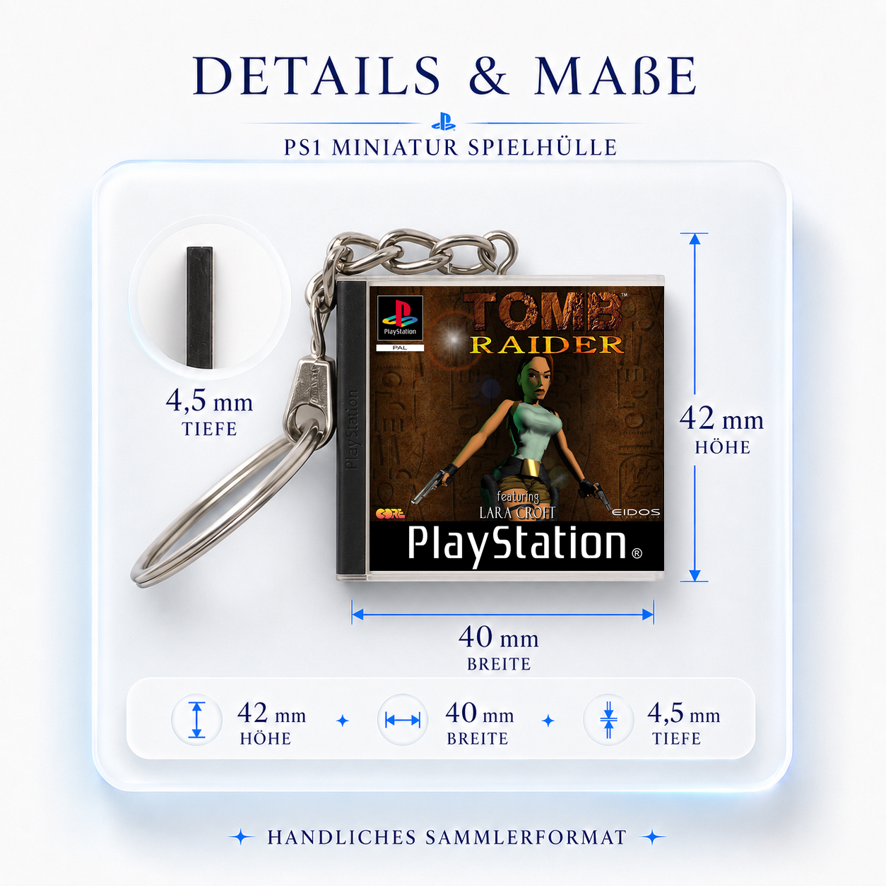 Tomb Raider - PS1 Miniatur Spielhülle Schlüsselanhänger
