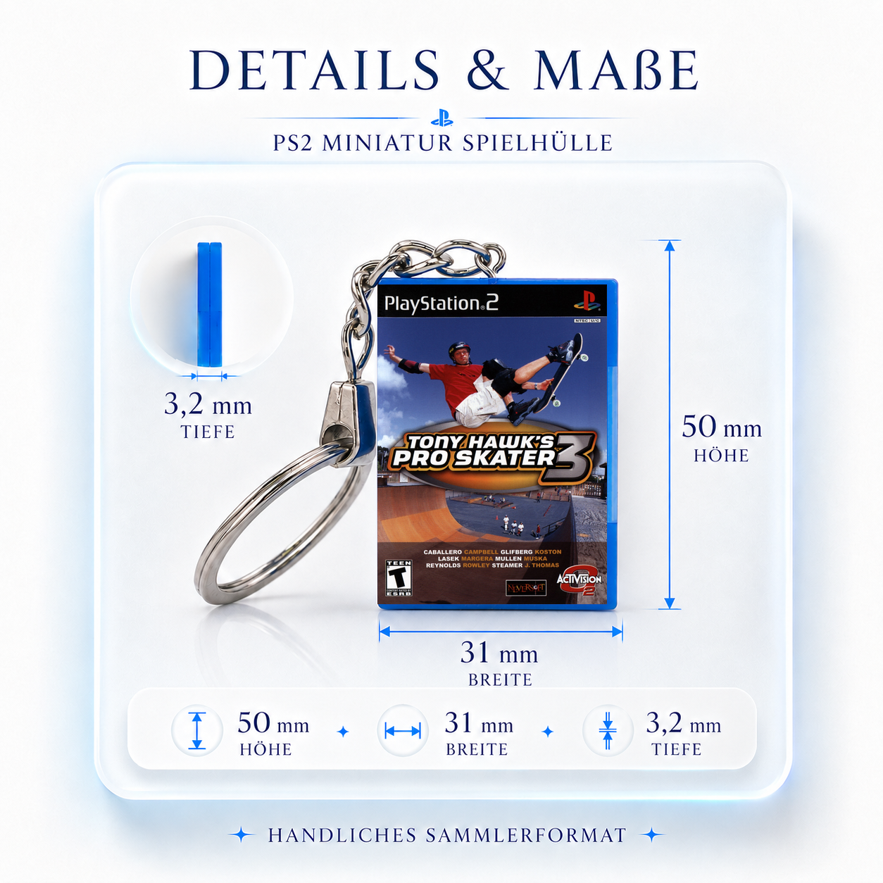 Tony Hawk's Pro Skater 3 - PS2 Miniatur Spielhülle Schlüsselanhänger