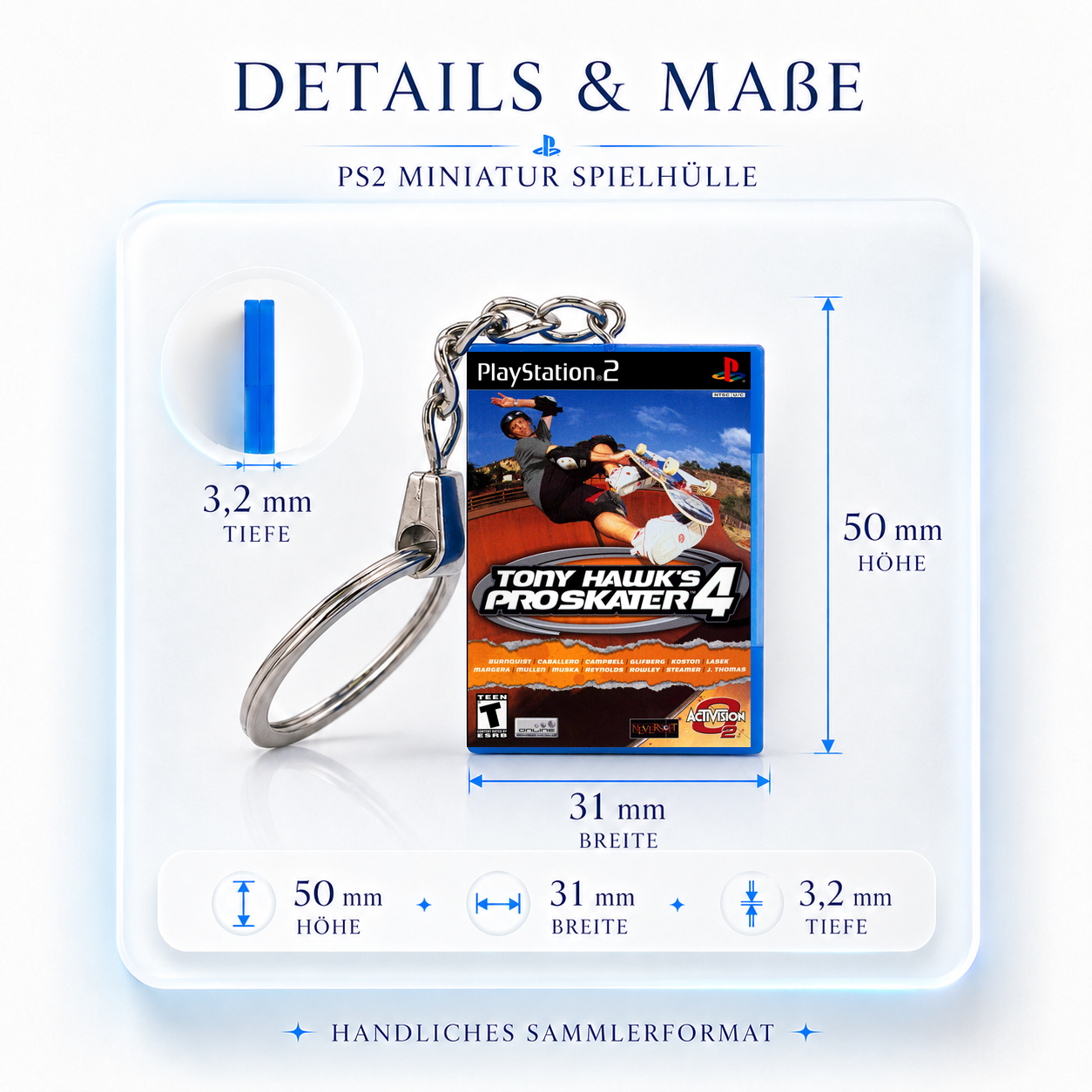 Tony Hawk's Pro Skater 4 - PS2 Miniatur Spielhülle Schlüsselanhänger