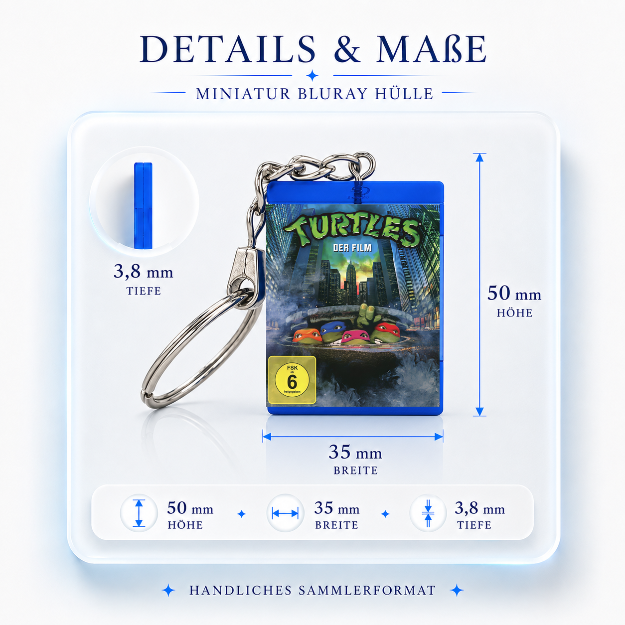 Turtles: Der Film - Film Miniatur Blu-Ray Hülle Schlüsselanhänger