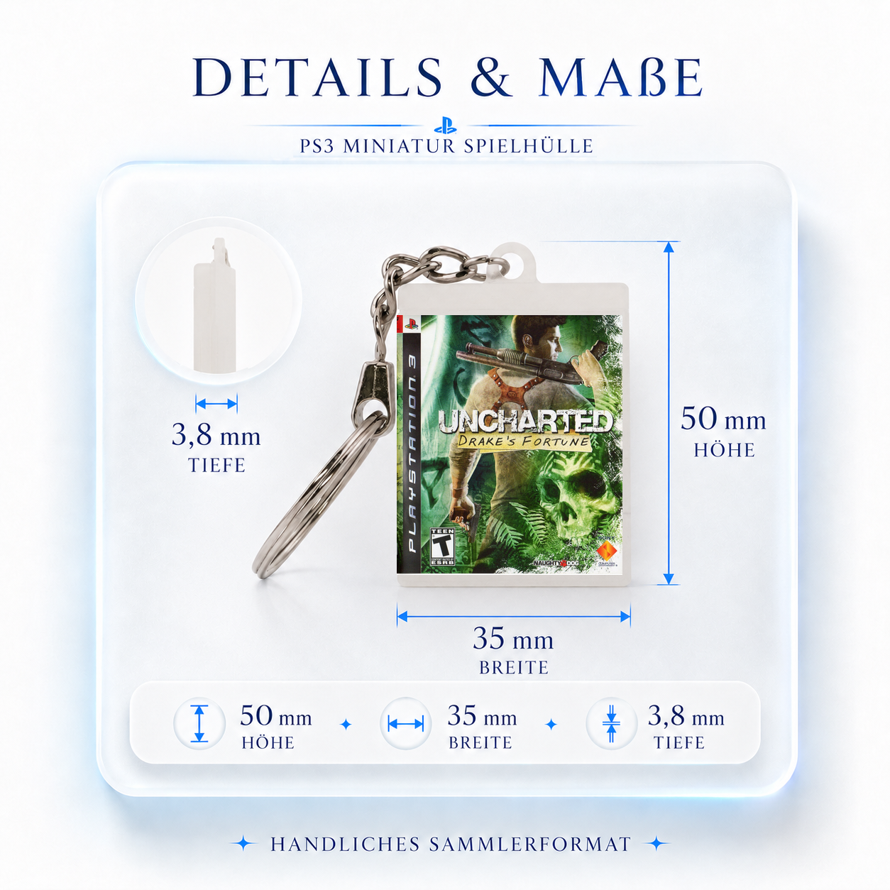 Uncharted: Drake's Fortune - PS3 Miniatur Spielhülle Schlüsselanhänger