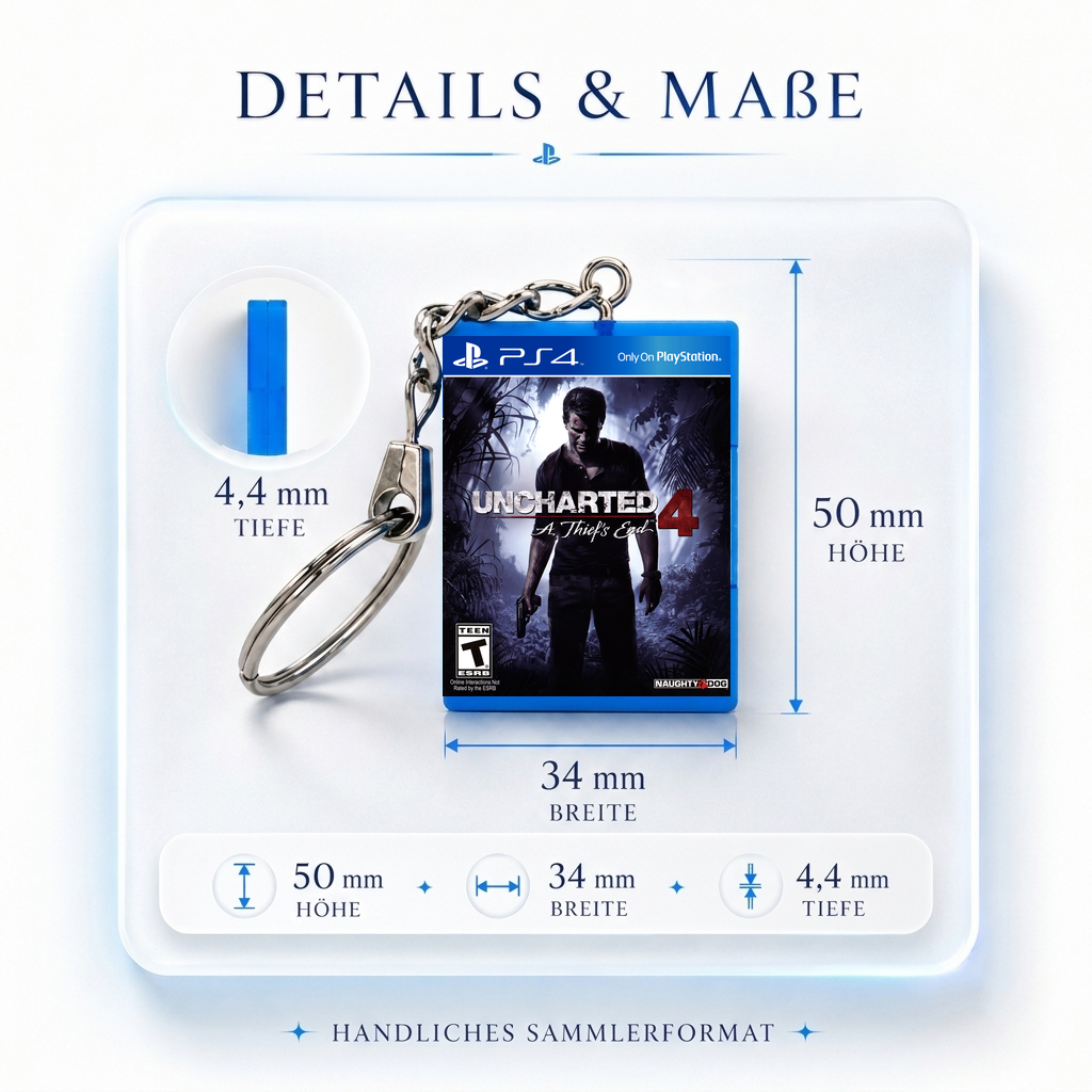 Uncharted 4: A Thief's End - PS4 Miniatur Spielhülle Schlüsselanhänger