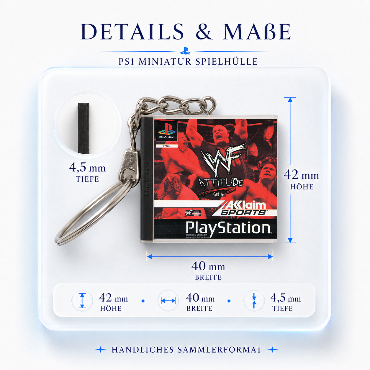 WWF Attitude - PS1 Miniature Game Case Keychain