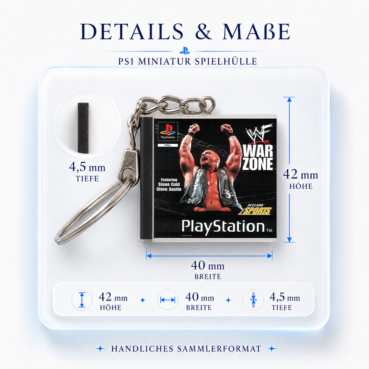 WWF War Zone - PS1 Miniatur Spielhülle Schlüsselanhänger
