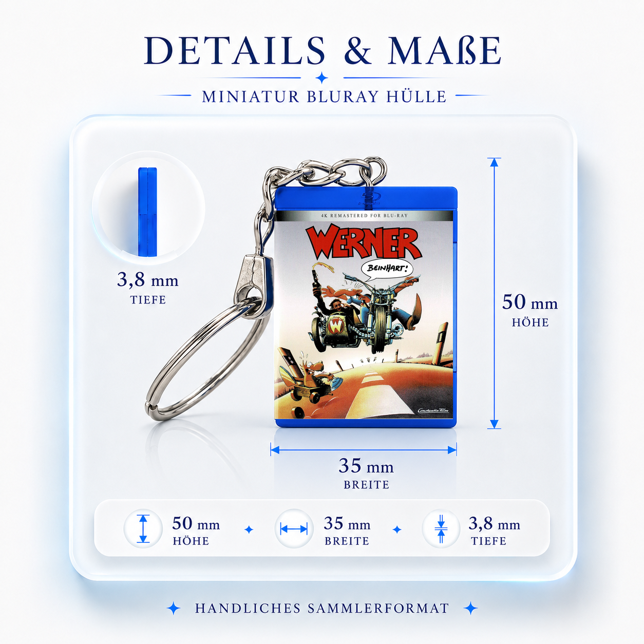 Werner: Beinhart - Film Miniatur Blu-Ray Hülle Schlüsselanhänger