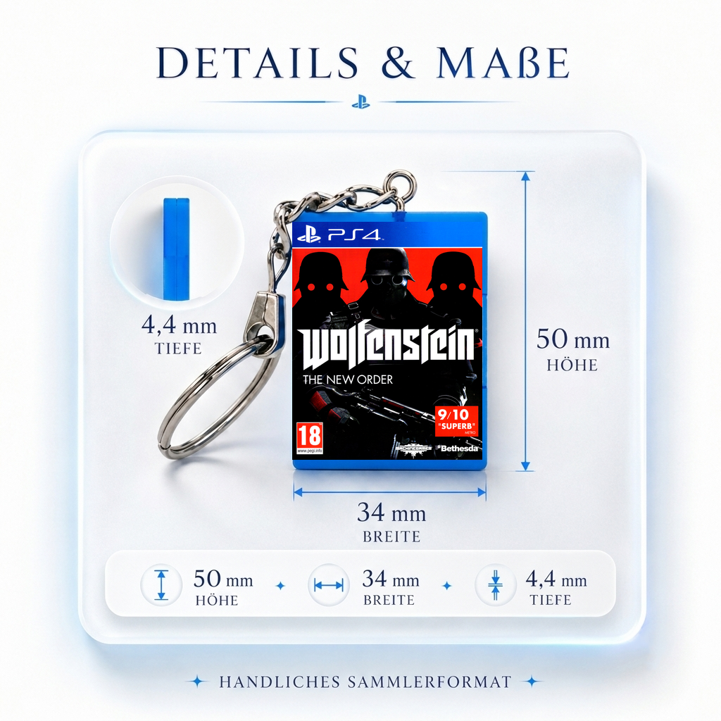 Wolfenstein: The New Order - PS4 Miniatur Spielhülle Schlüsselanhänger