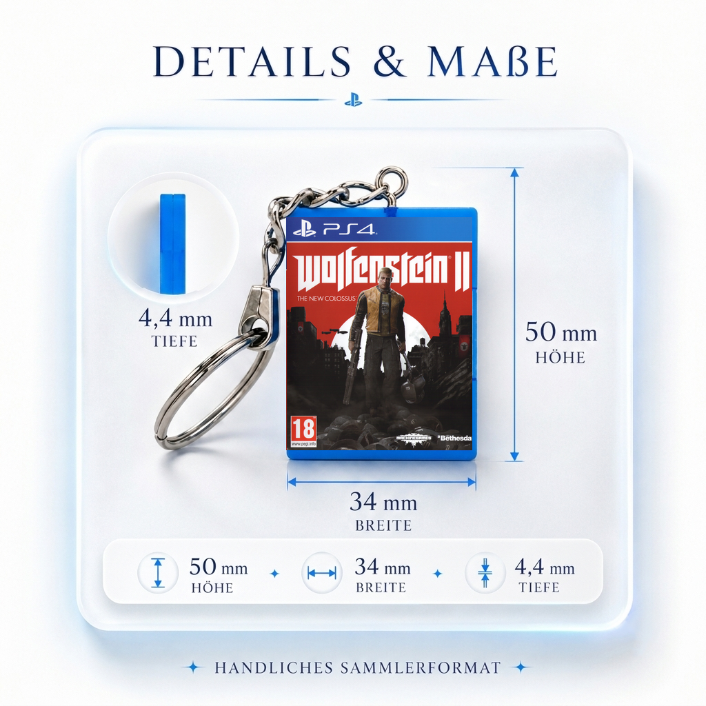 Wolfenstein II: The New Colossus - PS4 Miniatur Spielhülle Schlüsselanhänger