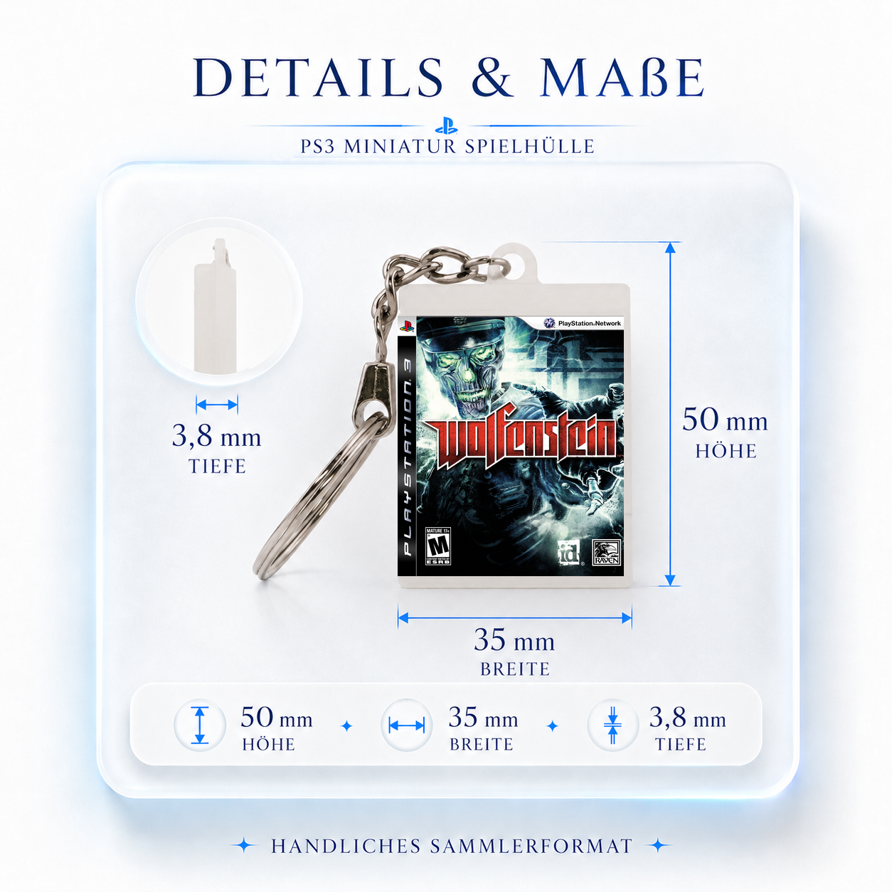 Wolfenstein - PS3 Miniatur Spielhülle Schlüsselanhänger