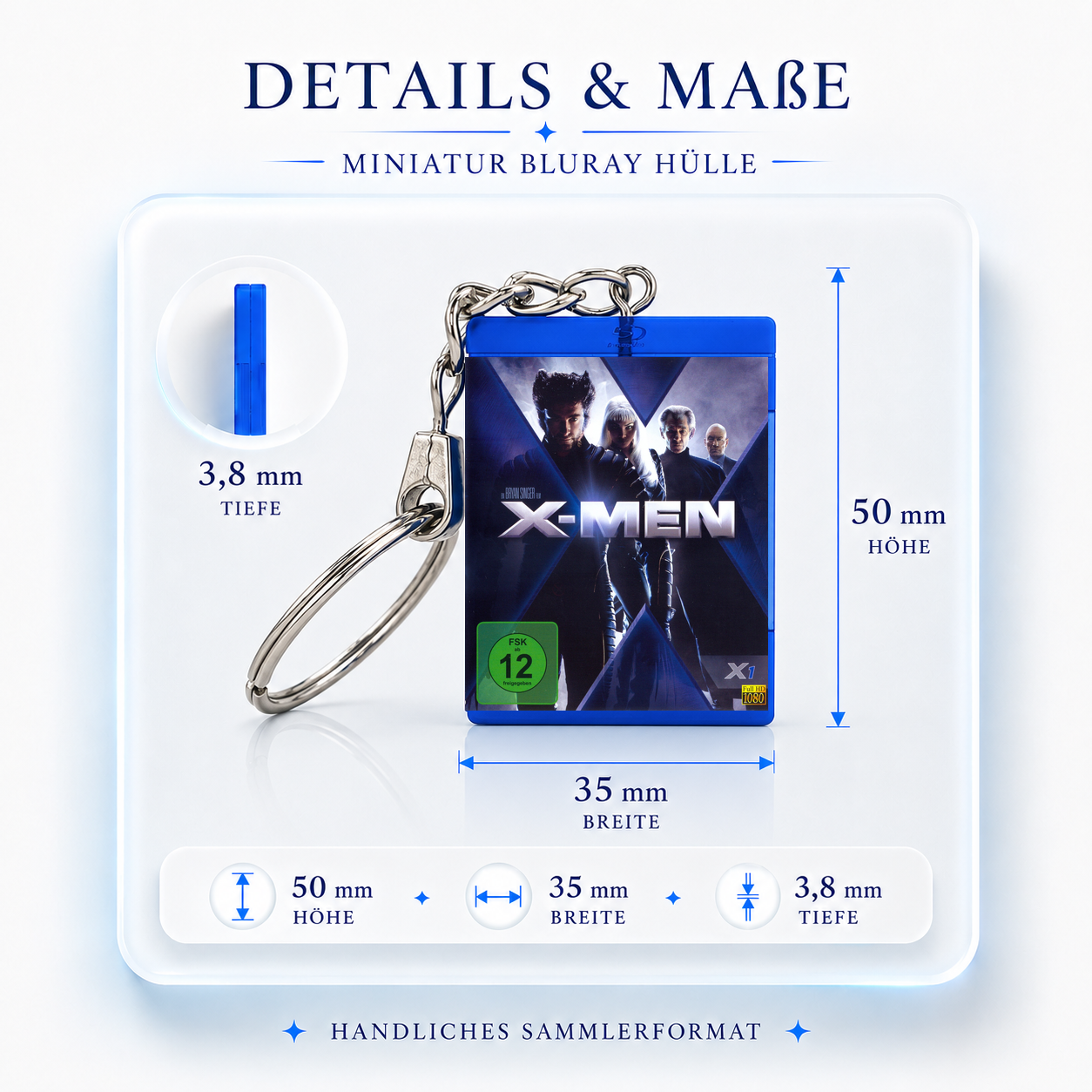 X-Men - Film Miniatur Blu-Ray Hülle Schlüsselanhänger