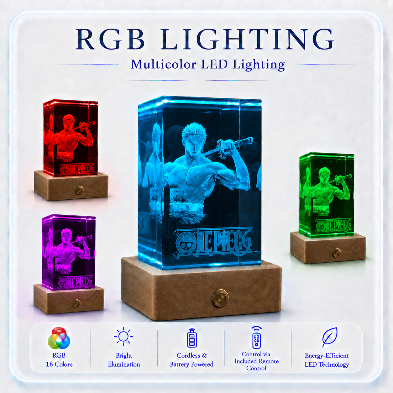 Roronoa Zoro Büste - One Piece - 3D Kristalllampe