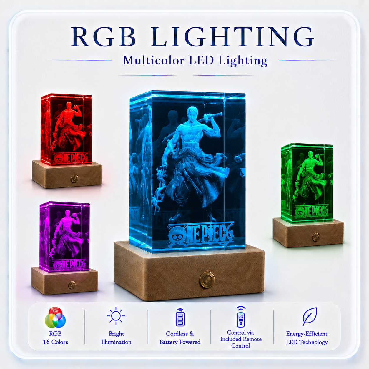 Roronoa Zoro: One Piece - 3D Crystal Lamp